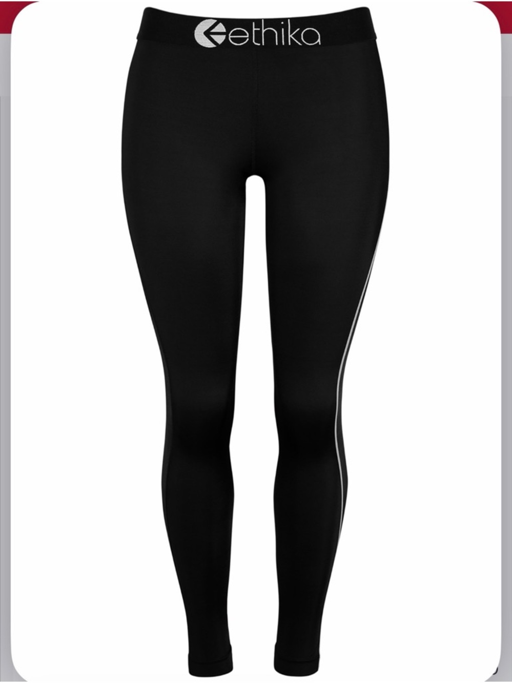 ethika Black High-Rise Leggings with White Side Stripe